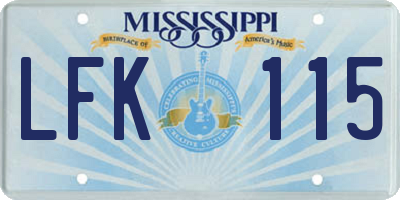 MS license plate LFK115