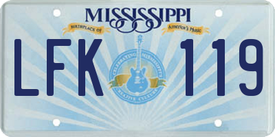 MS license plate LFK119