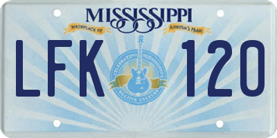 MS license plate LFK120