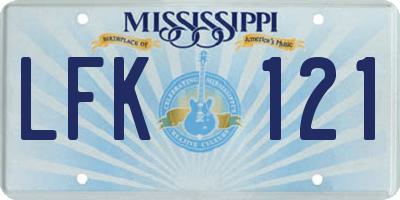 MS license plate LFK121