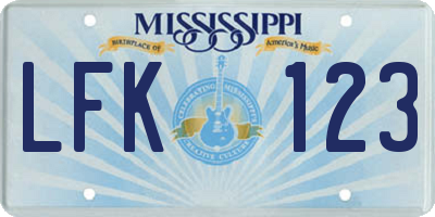 MS license plate LFK123