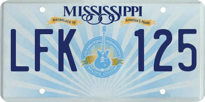 MS license plate LFK125