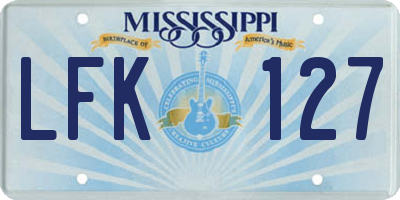 MS license plate LFK127