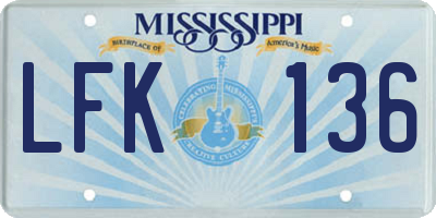 MS license plate LFK136