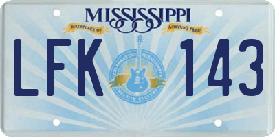 MS license plate LFK143