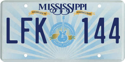 MS license plate LFK144