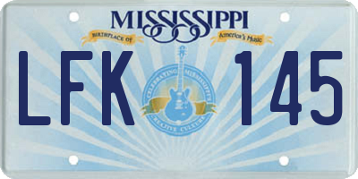 MS license plate LFK145