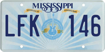 MS license plate LFK146