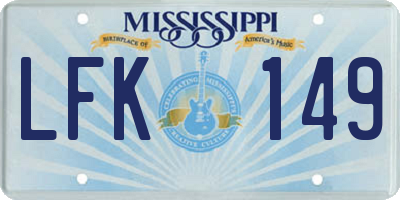 MS license plate LFK149