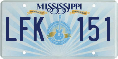 MS license plate LFK151