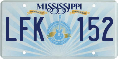 MS license plate LFK152