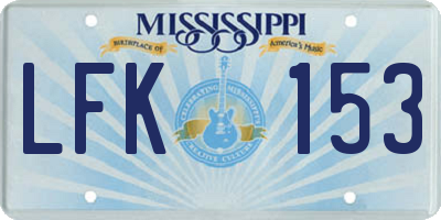 MS license plate LFK153