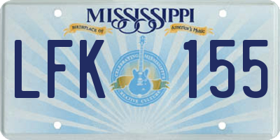 MS license plate LFK155