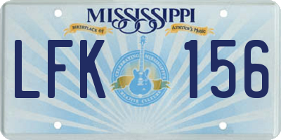 MS license plate LFK156