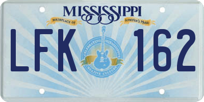 MS license plate LFK162