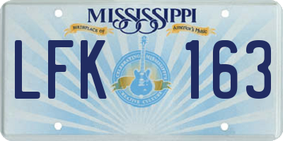 MS license plate LFK163