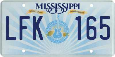 MS license plate LFK165
