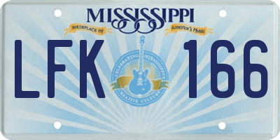 MS license plate LFK166