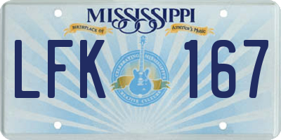 MS license plate LFK167