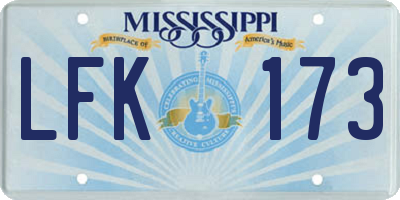MS license plate LFK173
