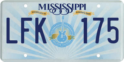 MS license plate LFK175