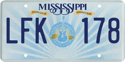MS license plate LFK178