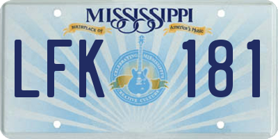 MS license plate LFK181