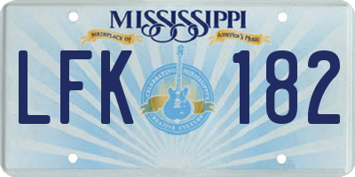 MS license plate LFK182