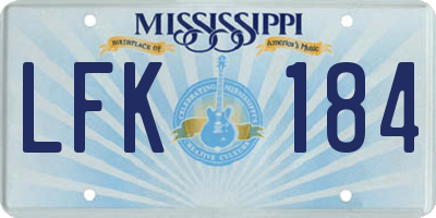 MS license plate LFK184