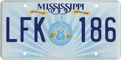 MS license plate LFK186