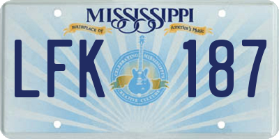 MS license plate LFK187