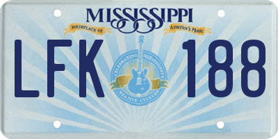 MS license plate LFK188