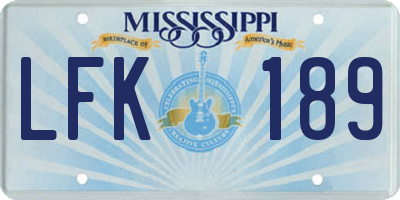 MS license plate LFK189