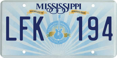 MS license plate LFK194