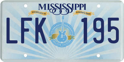MS license plate LFK195