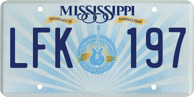 MS license plate LFK197
