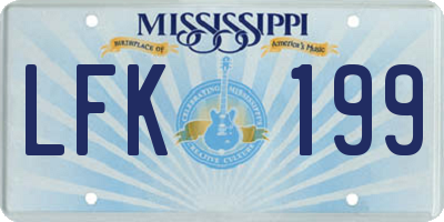 MS license plate LFK199