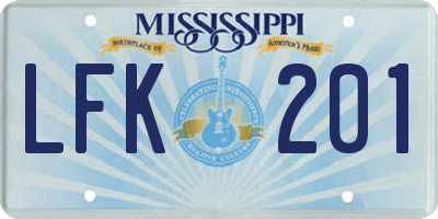 MS license plate LFK201