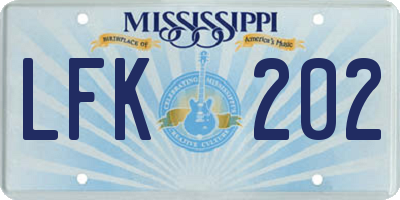 MS license plate LFK202