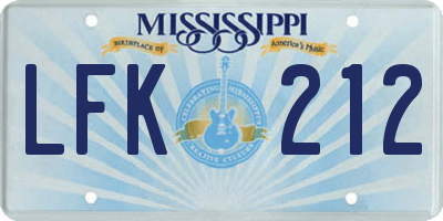 MS license plate LFK212