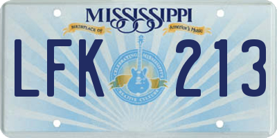 MS license plate LFK213