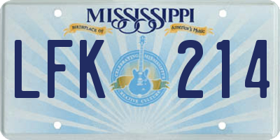 MS license plate LFK214