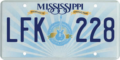 MS license plate LFK228