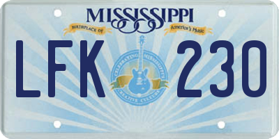 MS license plate LFK230