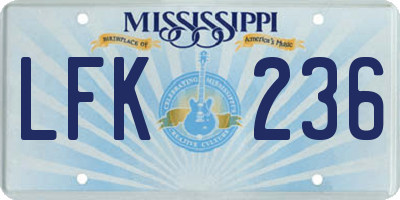 MS license plate LFK236