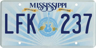 MS license plate LFK237