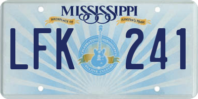 MS license plate LFK241