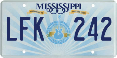 MS license plate LFK242
