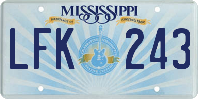 MS license plate LFK243