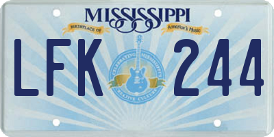 MS license plate LFK244